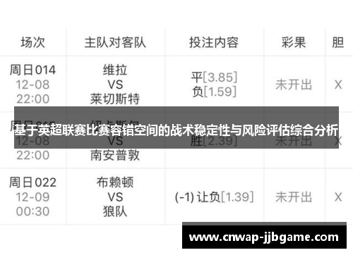 基于英超联赛比赛容错空间的战术稳定性与风险评估综合分析 基于英超联赛比赛容错空间的战术稳定性与风险评估综合分析